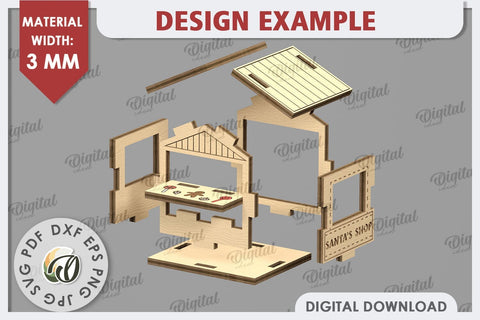 3D Christmas Village Laser Cut. Christmas Home Decor SVG SVG Evgenyia Guschina 