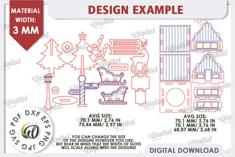 3D Christmas Village Laser Cut. Christmas Home Decor SVG SVG Evgenyia Guschina 