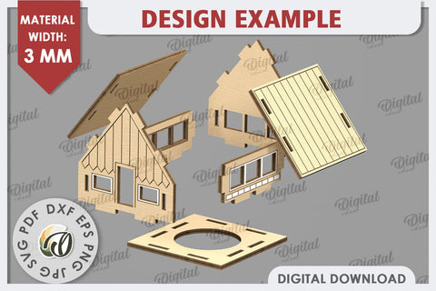 3D Christmas Village Laser Cut. Christmas Home Decor SVG SVG Evgenyia Guschina 