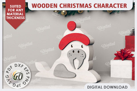 3D Christmas Walrus Laser Cut. Christmas Decor SVG SVG Evgenyia Guschina 