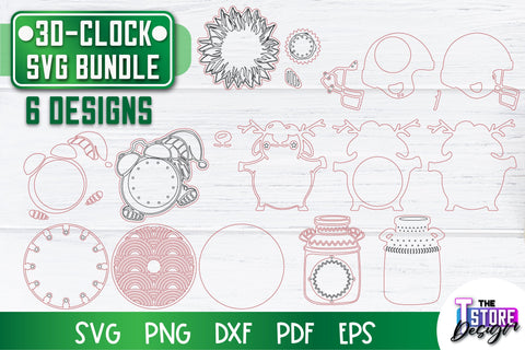 3D Clock Laser Cut Design | Clock Design | Home Decor | Decorative Clock | CNC File SVG The T Store Design 