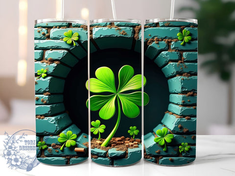3D Clover Tumbler Wrap, Shamrock Design Tumbler, Lucky Clover Tumbler, 20oz Sublimation Wrap, Digital Download Tumbler, St. Patrick's Day Drinkware, Unique Shamrock Art, Festive Clover Sublimation ToriDesigns 