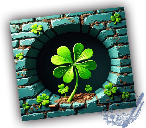 3D Clover Tumbler Wrap, Shamrock Design Tumbler, Lucky Clover Tumbler, 20oz Sublimation Wrap, Digital Download Tumbler, St. Patrick's Day Drinkware, Unique Shamrock Art, Festive Clover Sublimation ToriDesigns 