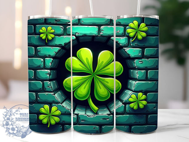 3D Clover Tumbler Wrap, Shamrock Design Tumbler, Lucky Clover Tumbler, 20oz Sublimation Wrap, Digital Download Tumbler, St. Patrick's Day Drinkware, Unique Shamrock Art, Festive Clover Sublimation ToriDesigns 