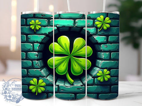 3D Clover Tumbler Wrap, Shamrock Design Tumbler, Lucky Clover Tumbler, 20oz Sublimation Wrap, Digital Download Tumbler, St. Patrick's Day Drinkware, Unique Shamrock Art, Festive Clover Sublimation ToriDesigns 