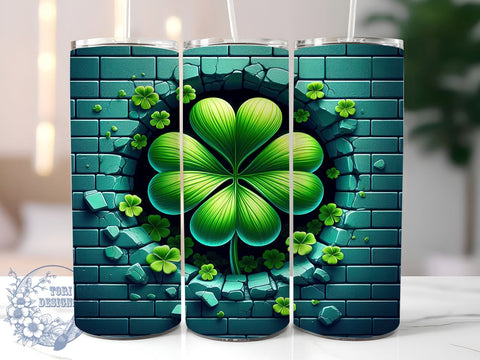 3D Clover Tumbler Wrap, Shamrock Design Tumbler, Lucky Clover Tumbler, 20oz Sublimation Wrap, Digital Download Tumbler, St. Patrick's Day Drinkware, Unique Shamrock Art, Festive Clover Sublimation ToriDesigns 