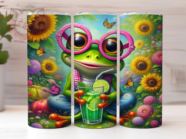 3D Cocktail Frog Party Tumbler, Cocktail Frog Sublimation Design, Whimsical Frog Drink Art, 20oz Party Tumbler, Fun Frog Mug, Tropical Cocktail Cup, Playful Frog Wrap Sublimation Lara' s Designs 