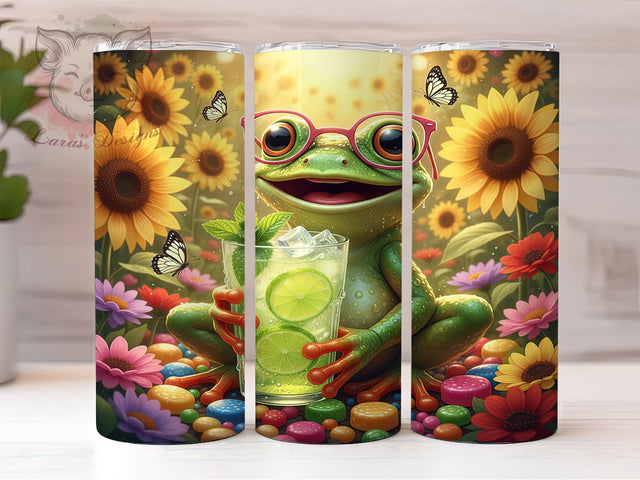 3D Cocktail Frog Party Tumbler, Cocktail Frog Sublimation Design, Whimsical Frog Drink Art, 20oz Party Tumbler, Fun Frog Mug, Tropical Cocktail Cup, Playful Frog Wrap Sublimation Lara' s Designs 
