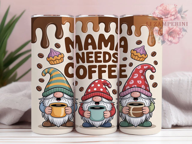 3D Coffee Lover Gnomes Tumbler, Inflated Gnome Design, Seamless Gnome Pattern, Coffee Lover Gnomes, Cute Coffee Design, 20oz Tumbler, Sublimation Design Sublimation Li Zamperini 