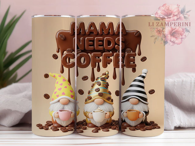 3D Coffee Lover Gnomes Tumbler, Inflated Gnome Design, Seamless Gnome Pattern, Coffee Lover Gnomes, Cute Coffee Design, 20oz Tumbler, Sublimation Design Sublimation Li Zamperini 