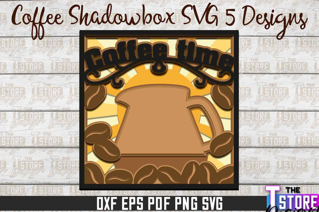 3D Coffee Shadowbox SVG | Paper Cut Files | Paper Shadowbox SVG Design SVG The T Store Design 
