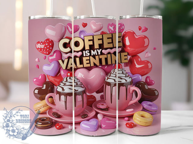 3D Coffee Valentine Tumbler, 3D Coffee Lover Wrap, Funny Coffee Cup, 20oz Sublimation Wrap, Stylish Coffee Design Tumbler, Artistic Coffee Valentine Cup, Humor Love Theme Wrap Sublimation ToriDesigns 