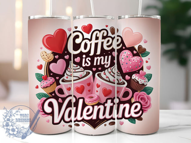 3D Coffee Valentine Tumbler, 3D Coffee Lover Wrap, Funny Coffee Cup, 20oz Sublimation Wrap, Stylish Coffee Design Tumbler, Artistic Coffee Valentine Cup, Humor Love Theme Wrap Sublimation ToriDesigns 