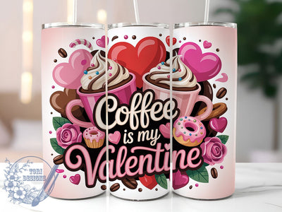 3D Coffee Valentine Tumbler, 3D Coffee Lover Wrap, Funny Coffee Cup, 20oz Sublimation Wrap, Stylish Coffee Design Tumbler, Artistic Coffee Valentine Cup, Humor Love Theme Wrap Sublimation ToriDesigns 