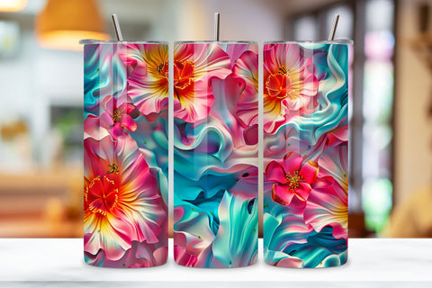3D Colorful Blossom Tumbler Wrap | Seamless Tumbler Wrap Sublimation FloridPrintables 