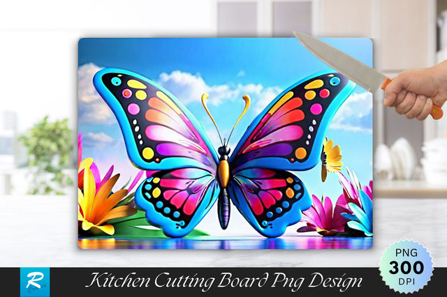 3D Colorful Butterfly Cutting Board Sublimation Regulrcrative 