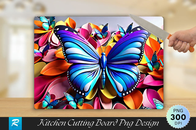 3D Colorful Butterfly Cutting Board Sublimation Regulrcrative 