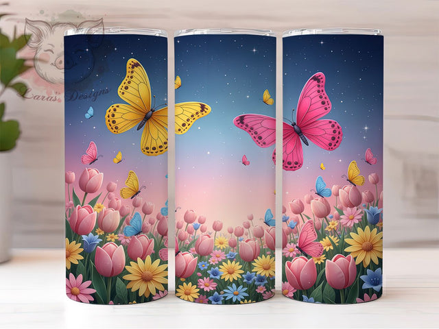 3D Colorful Butterfly Tumbler, Colorful Wings, Vibrant Design, Nature Theme, Artistic Pattern, 20Oz Tumbler, Sublimation Wrap Sublimation Lara' s Designs 