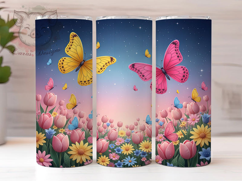 3D Colorful Butterfly Tumbler, Colorful Wings, Vibrant Design, Nature Theme, Artistic Pattern, 20Oz Tumbler, Sublimation Wrap Sublimation Lara' s Designs 