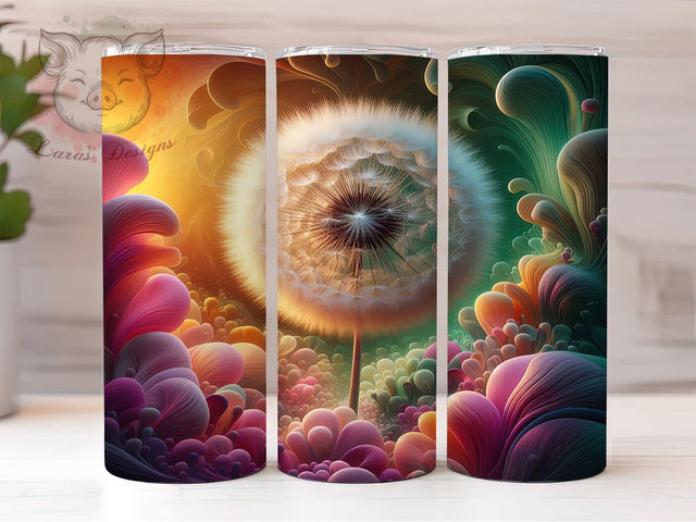 3D Colorful Dandelion Flower Tumbler, Colorful Flower Wrap, 20Oz Skinny Tumbler, Vibrant Floral Sublimation, Whimsical Dandelion Design, Blooming Garden Tumbler, Nature-Inspired Wrap Sublimation Lara' s Designs 