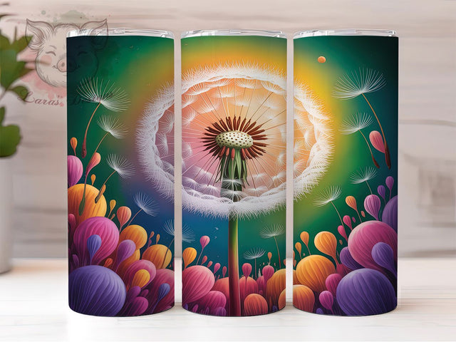 3D Colorful Dandelion Flower Tumbler, Colorful Flower Wrap, 20Oz Skinny Tumbler, Vibrant Floral Sublimation, Whimsical Dandelion Design, Blooming Garden Tumbler, Nature-Inspired Wrap Sublimation Lara' s Designs 