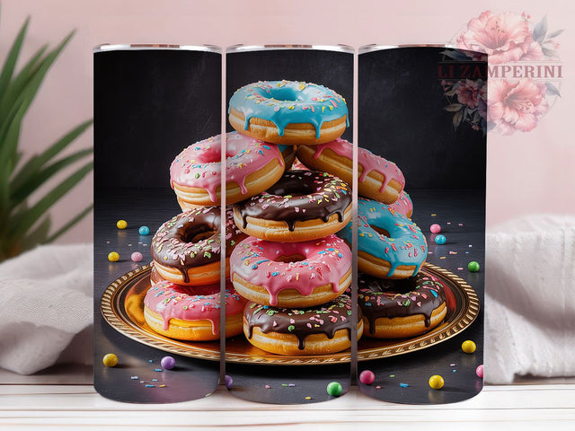 3D Colorful Donut Treat Tumbler, Sweet Treat Wrap, 20Oz Skinny Tumbler, Fun Dessert Sublimation, Colorful Donut Design, Cute Pastry Tumbler, Whimsical Snack Wrap Sublimation Li Zamperini 