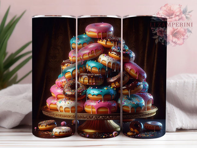 3D Colorful Donut Treat Tumbler, Sweet Treat Wrap, 20Oz Skinny Tumbler, Fun Dessert Sublimation, Colorful Donut Design, Cute Pastry Tumbler, Whimsical Snack Wrap Sublimation Li Zamperini 