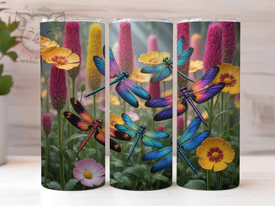 3D Colorful Dragonfly Tumbler, Colorful Insect Tumbler, Vibrant Dragonflies Wrap, Whimsical Bug Wrap, Rustic Dragonfly Wrap, Sublimation Design, Trendy Gift Idea Sublimation Lara' s Designs 