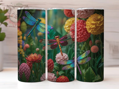 3D Colorful Dragonfly Tumbler, Colorful Insect Tumbler, Vibrant Dragonflies Wrap, Whimsical Bug Wrap, Rustic Dragonfly Wrap, Sublimation Design, Trendy Gift Idea Sublimation Lara' s Designs 