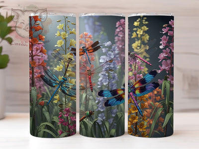 3D Colorful Dragonfly Tumbler, Colorful Insect Tumbler, Vibrant Dragonflies Wrap, Whimsical Bug Wrap, Rustic Dragonfly Wrap, Sublimation Design, Trendy Gift Idea Sublimation Lara' s Designs 