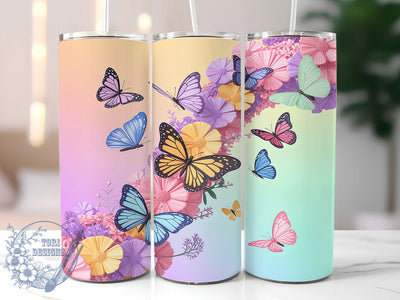 3D Colorful Floral Butterfly Tumbler, 3D Floral Butterfly Wrap, Vibrant Spring Mug Design, Sublimation Wrap, Nature Lover Drinkware, Bright Floral Gift, Artistic Butterfly Cup Sublimation ToriDesigns 