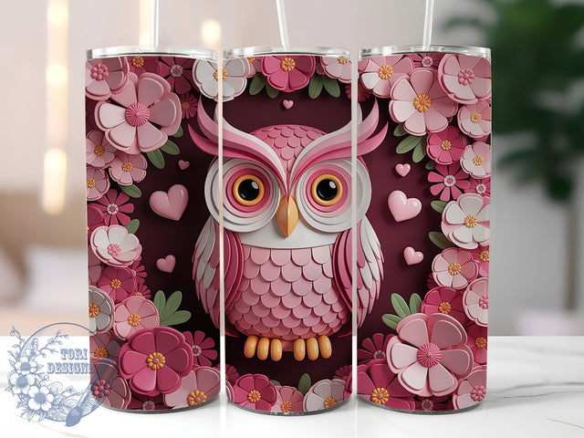 3D Colorful Floral Owl Tumbler, Colorful Owl Tumbler, Whimsical Owl Wrap, Rustic Owl Wrap, Floral Owl Wrap, Sublimation Design, Trendy Gift Idea Sublimation ToriDesigns 