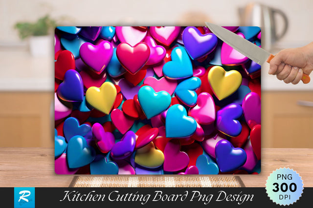 3D Colorful Heart Cutting Board Sublimation Regulrcrative 