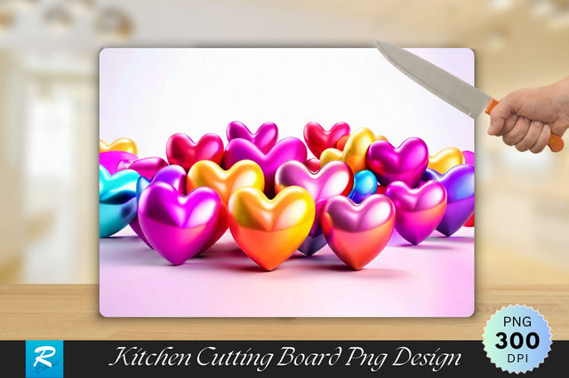 3D Colorful Heart Cutting Board Sublimation Regulrcrative 