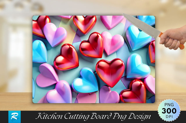 3D Colorful Heart Cutting Board Sublimation Regulrcrative 