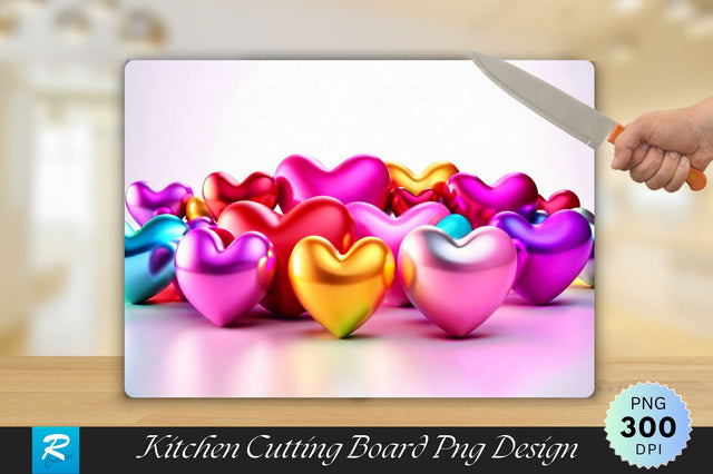3D Colorful Heart Cutting Board Sublimation Regulrcrative 