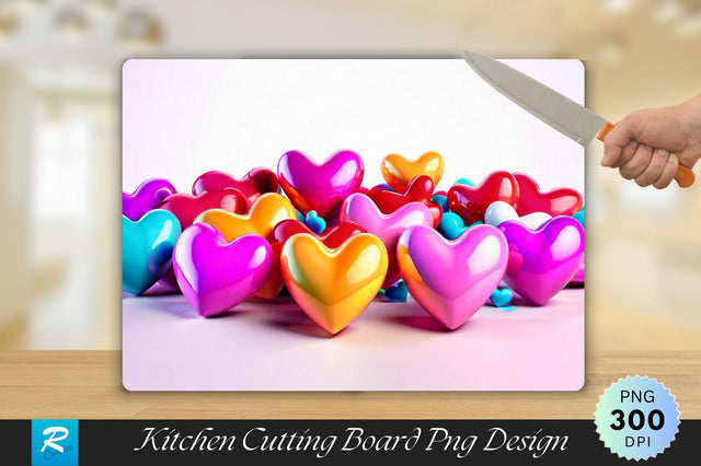 3D Colorful Heart Cutting Board Sublimation Regulrcrative 