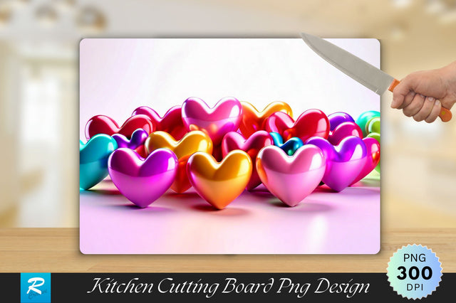 3D Colorful Heart Cutting Board Sublimation Regulrcrative 