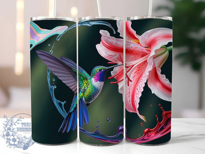 3D Colorful Hummingbird Tumbler, Bird Lover Wrap, Colorful Hummingbird Cup, 20oz Sublimation Wrap, Stylish Bird Design Tumbler, Artistic Hummingbird Cup, Nature Bird Theme Wrap Sublimation ToriDesigns 