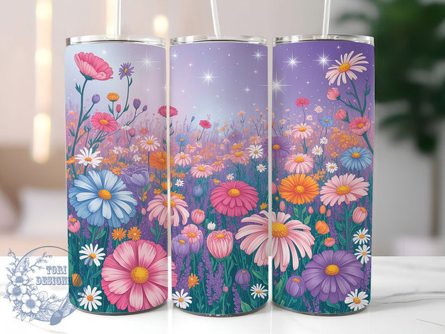 3D Colorful Rainbow Daisy Tumbler, Colorful Floral Tumbler, Rainbow Flower Wrap, Vibrant Daisy Wrap, Bold Rainbow Wrap, Sublimation Design, Trendy Gift Idea Sublimation ToriDesigns 