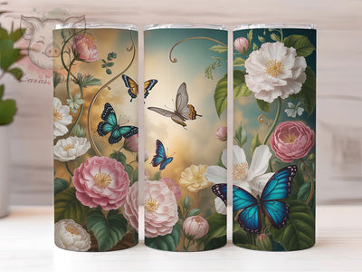 3D Colorful Spring Butterfly Tumbler, Spring Garden Tumbler, Colorful Butterfly Wrap, Elegant Garden Wrap, Vibrant Spring Wrap, Sublimation Design, Trendy Gift Idea Sublimation Lara' s Designs 