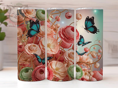 3D Colorful Spring Butterfly Tumbler, Spring Garden Tumbler, Colorful Butterfly Wrap, Elegant Garden Wrap, Vibrant Spring Wrap, Sublimation Design, Trendy Gift Idea Sublimation Lara' s Designs 