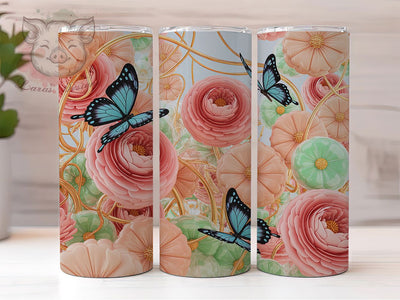 3D Colorful Spring Butterfly Tumbler, Spring Garden Tumbler, Colorful Butterfly Wrap, Elegant Garden Wrap, Vibrant Spring Wrap, Sublimation Design, Trendy Gift Idea Sublimation Lara' s Designs 