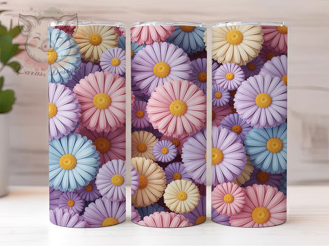 3D Colorful Spring Floral Tumbler, Spring Flowers Tumbler, Colorful Flower Wrap, Whimsical Floral Wrap, Rustic Spring Wrap, Sublimation Design, Trendy Gift Idea Sublimation Lara' s Designs 