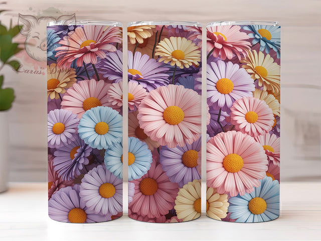 3D Colorful Spring Floral Tumbler, Spring Flowers Tumbler, Colorful Flower Wrap, Whimsical Floral Wrap, Rustic Spring Wrap, Sublimation Design, Trendy Gift Idea Sublimation Lara' s Designs 