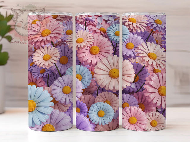 3D Colorful Spring Floral Tumbler, Spring Flowers Tumbler, Colorful Flower Wrap, Whimsical Floral Wrap, Rustic Spring Wrap, Sublimation Design, Trendy Gift Idea Sublimation Lara' s Designs 