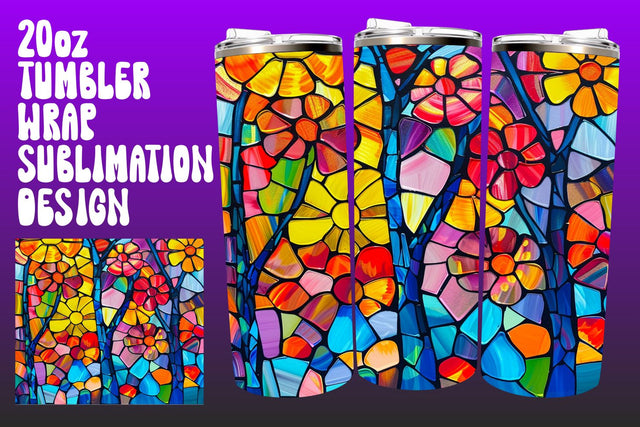 3D Colorful Stained Glass Wrap PNG Sublimation afrosvg 