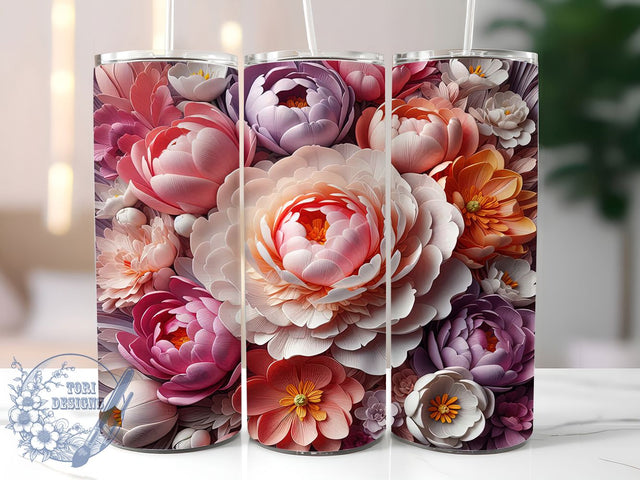3D Colorful Tulip Floral Tumbler, Colorful Tulip Tumbler, Elegant Tulip Wrap, Whimsical Floral Wrap, Vibrant Tulip Wrap, Sublimation Design, Trendy Gift Idea Sublimation ToriDesigns 