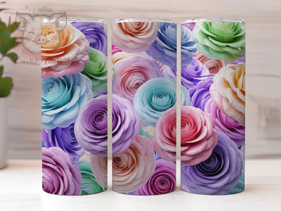 3D Colorful Vibrant Rose Tumbler, Colourful Rose Tumbler, Vibrant Floral Wrap, Whimsical Rose Wrap, Elegant Flower Wrap, Sublimation Design, Trendy Gift Idea Sublimation Lara' s Designs 