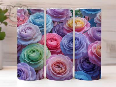 3D Colorful Vibrant Rose Tumbler, Colourful Rose Tumbler, Vibrant Floral Wrap, Whimsical Rose Wrap, Elegant Flower Wrap, Sublimation Design, Trendy Gift Idea Sublimation Lara' s Designs 